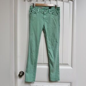 AG Adriano Goldschmied Mint Green Low Rise Stevie Ankle Slim Straight Jean. 27R